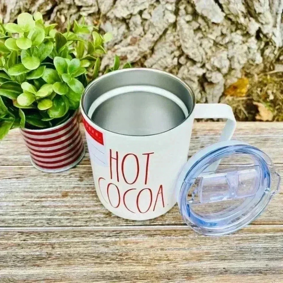 NEW - Rae Dunn - HOT COCOA - insulated stainless Steel Christmas Mug/Cup w/lid - Picture 7 of 11